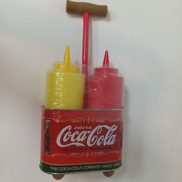 Vintage Coca Cola Ketchup Mustard Retro Diner Restaurant Tin Condiment Holder - Picture 3 of 13